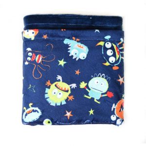 Plain blanket - Monsters on a Blue Background with embroidery