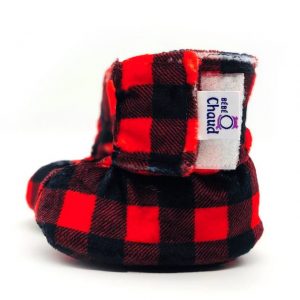 Pantoufles à velcro - Carreauté Rouge/Noir