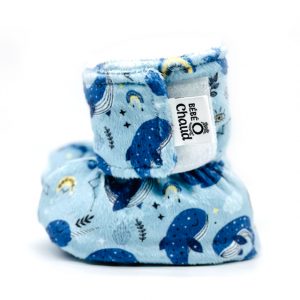 Pantoufles à velcro - Baleine céleste