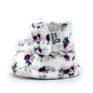 Pantoufles à velcro - Fleur violette blanche