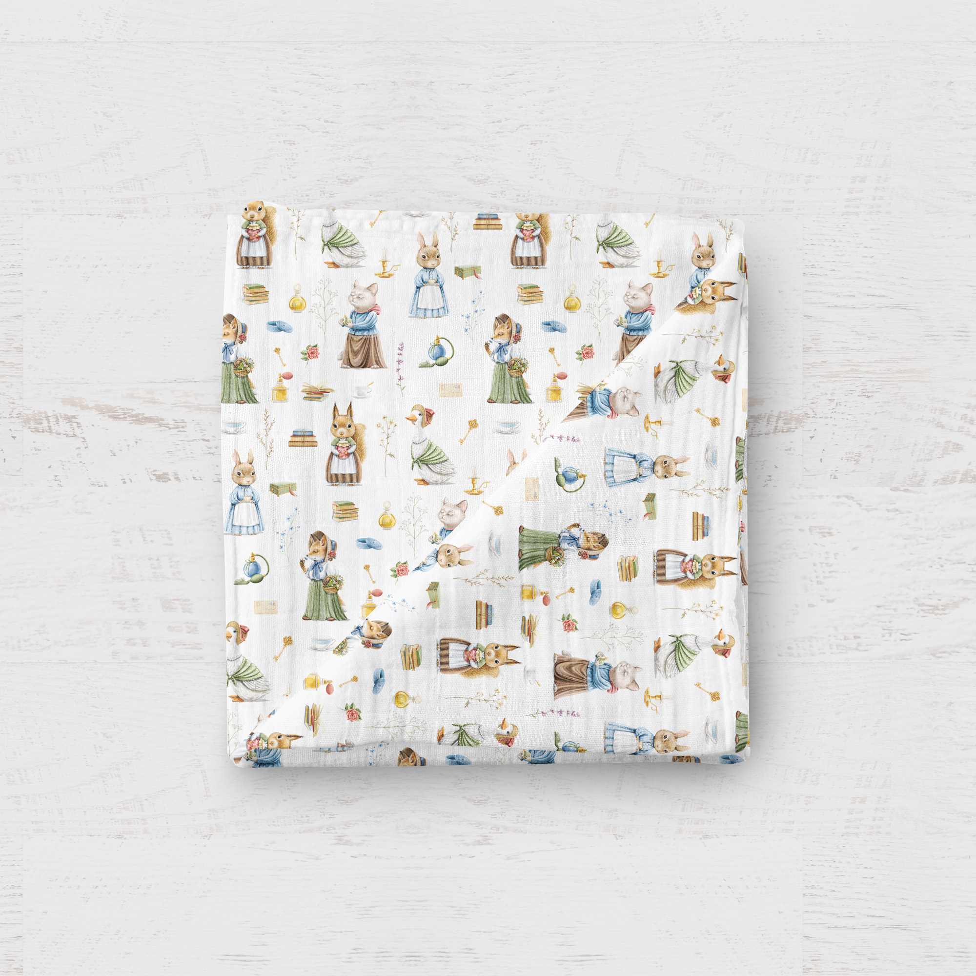 Mousseline - Animaux vintage paysanes 24H