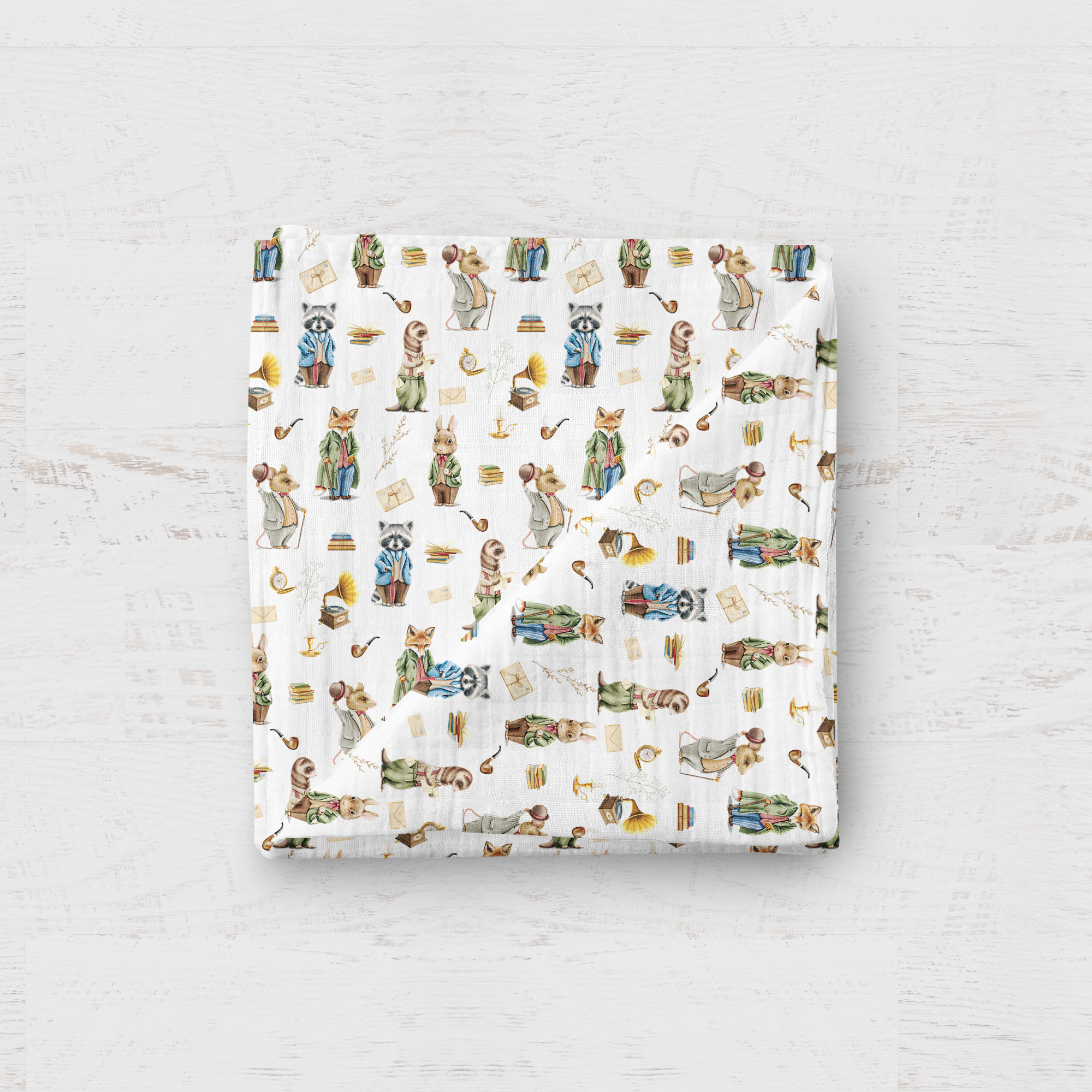 Mousseline - Animaux vintage paysans 24H