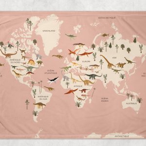 Alternative view of Couverture - Carte du monde dinosaures fond rose