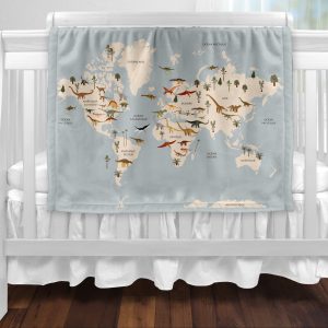 Couverture - Carte du monde dinosaures fond bleu