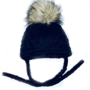 Tuque à pompon  - Noir sur noir