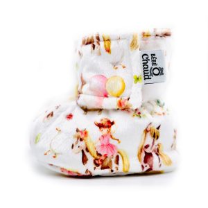 Pantoufles à velcro - Cowgirl fond blanc