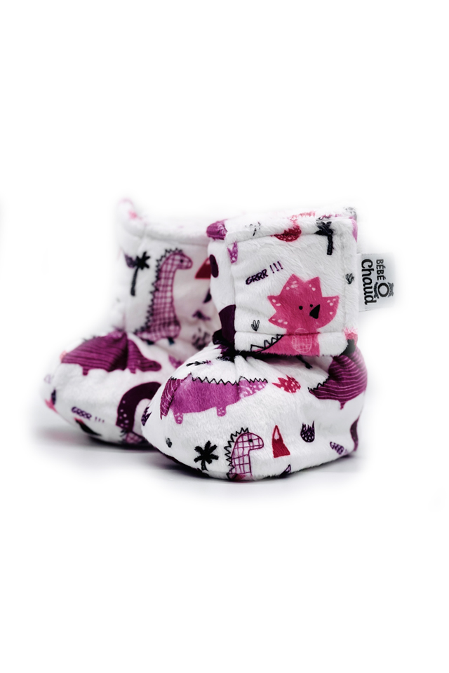 Pantoufles à velcro - Dinosaure rose et mauve 24H – Image 2