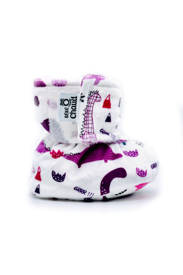 Pantoufles à velcro - Dinosaure rose et mauve 24H – Image 3