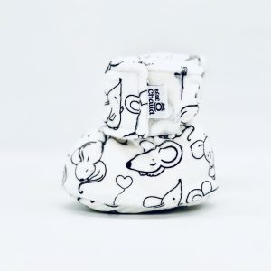 Pantoufles à velcro - Souris noir et blanc