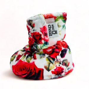 Pantoufles à velcro - Bouquet de rose rouge 24h