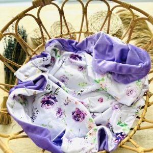 Couverture - Pivoine mauve dos minky lavande