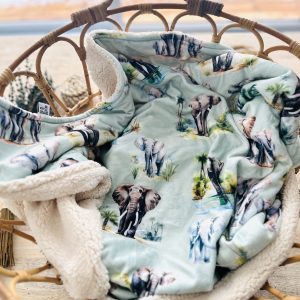 Couverture - Éléphants de la savane - dos sherpa crème 24h