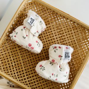 Pantoufles à velcro - Bouton de rose